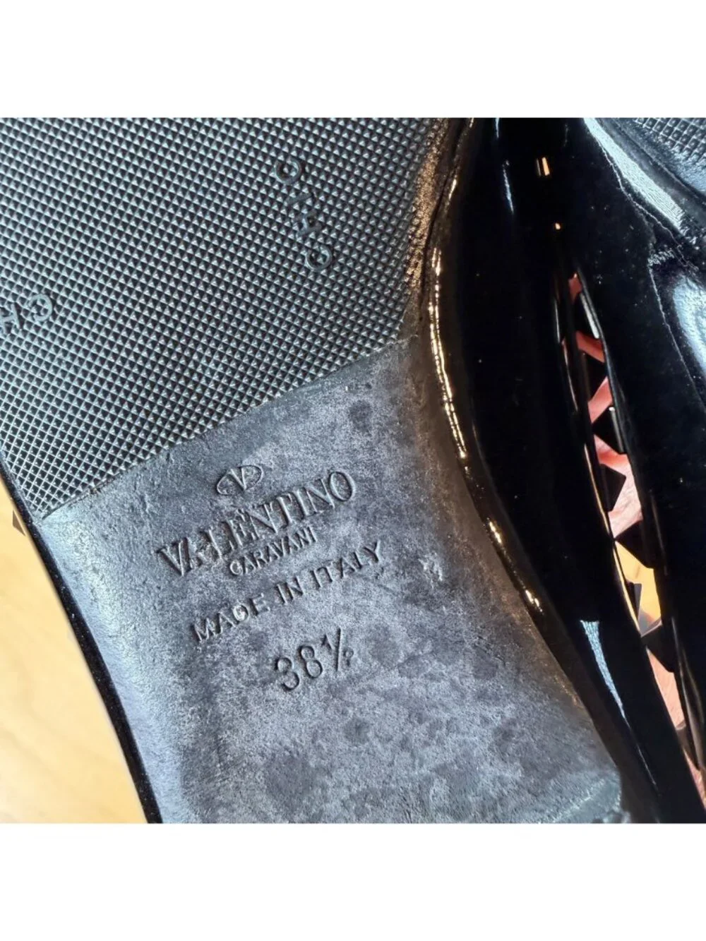 Valentino Garavani Noir Rockstud Ballet Flats Black Patent Leather EU 38.5 US 8.